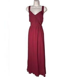 AOFUR WINE RED CHIFFON COCKTAIL maxi EVENING PARTY SWING Bridesmaid DRESS Large